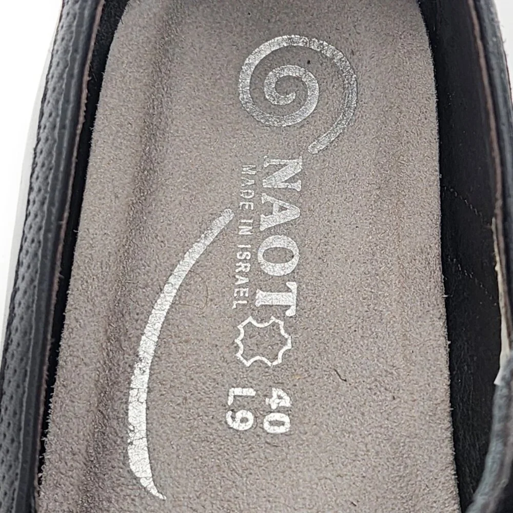 NAOT Leather Mary Jane Shoes Flats Hook & Loop Blue Black